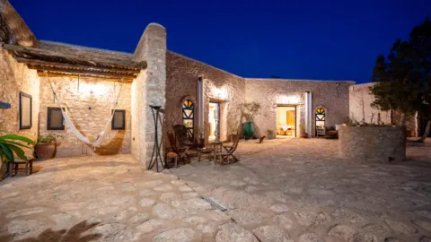 The patio at night